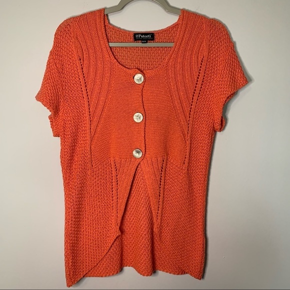Women’s Putorti coral knit button front cardigan size medium M - Picture 1 of 4